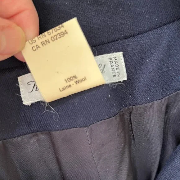 Vintage 1990s Karl Lagerfeld Collection Navy Wool Midi Shirtdress Women Size 42 - Picture 11 of 14